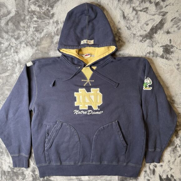 VINTAGE Michigan Wolverines Sweatshirt XL Mens Blue Yellow Sweatshirt Majestic - Picture 1 of 8